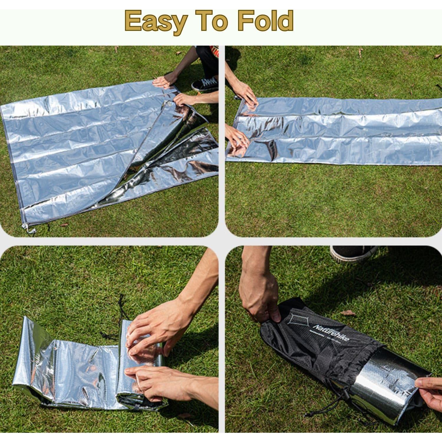 Naturehike Aluminum Foil Foldable Picnic Blanket, Ultralight Ground Sheet Mat, Waterproof Camping Tarp, Foldable Sleeping Pad for Outdoor Picnic,Camping,Beaches, Storage Bag Included (S)