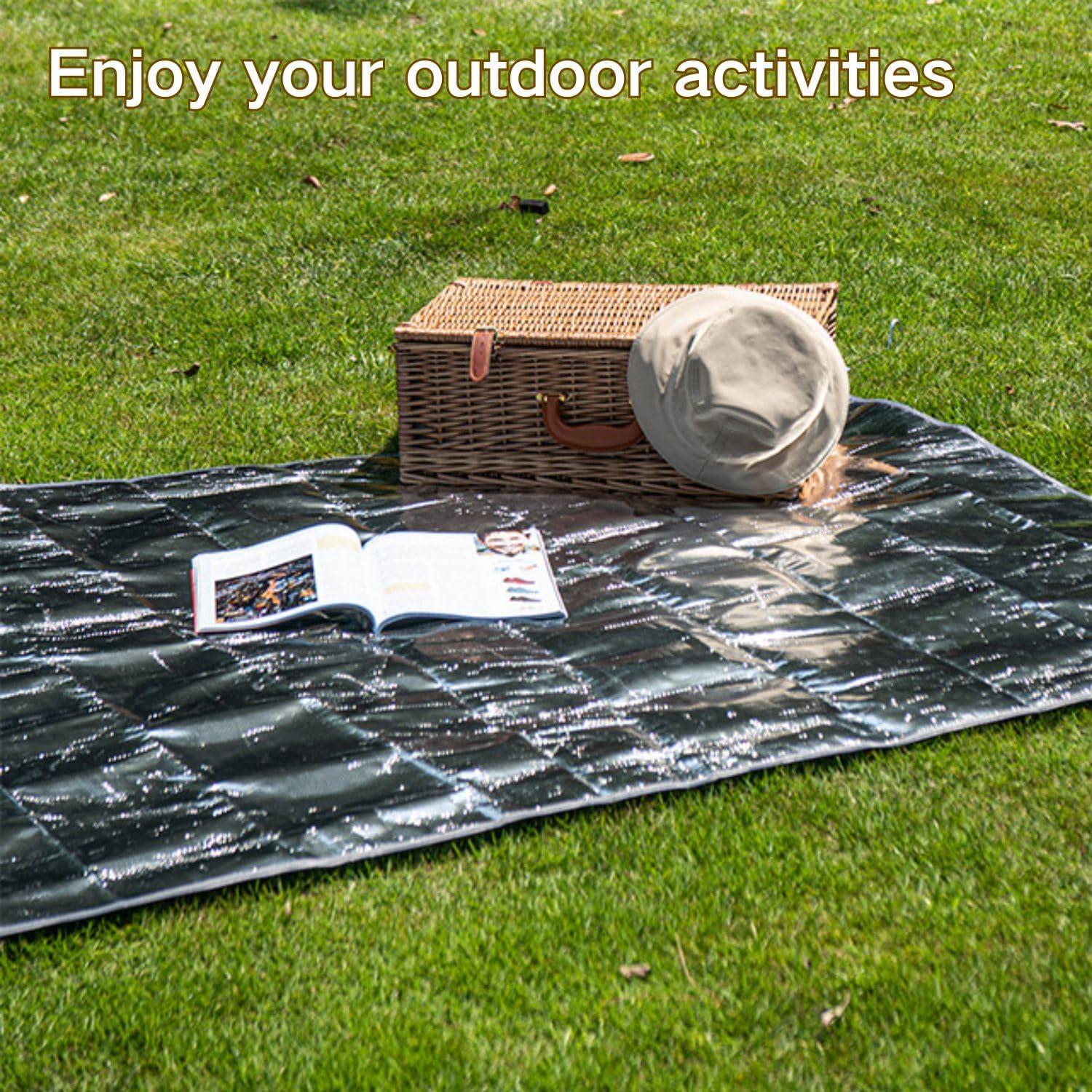 Naturehike Aluminum Foil Foldable Picnic Blanket, Ultralight Ground Sheet Mat, Waterproof Camping Tarp, Foldable Sleeping Pad for Outdoor Picnic,Camping,Beaches, Storage Bag Included (S)