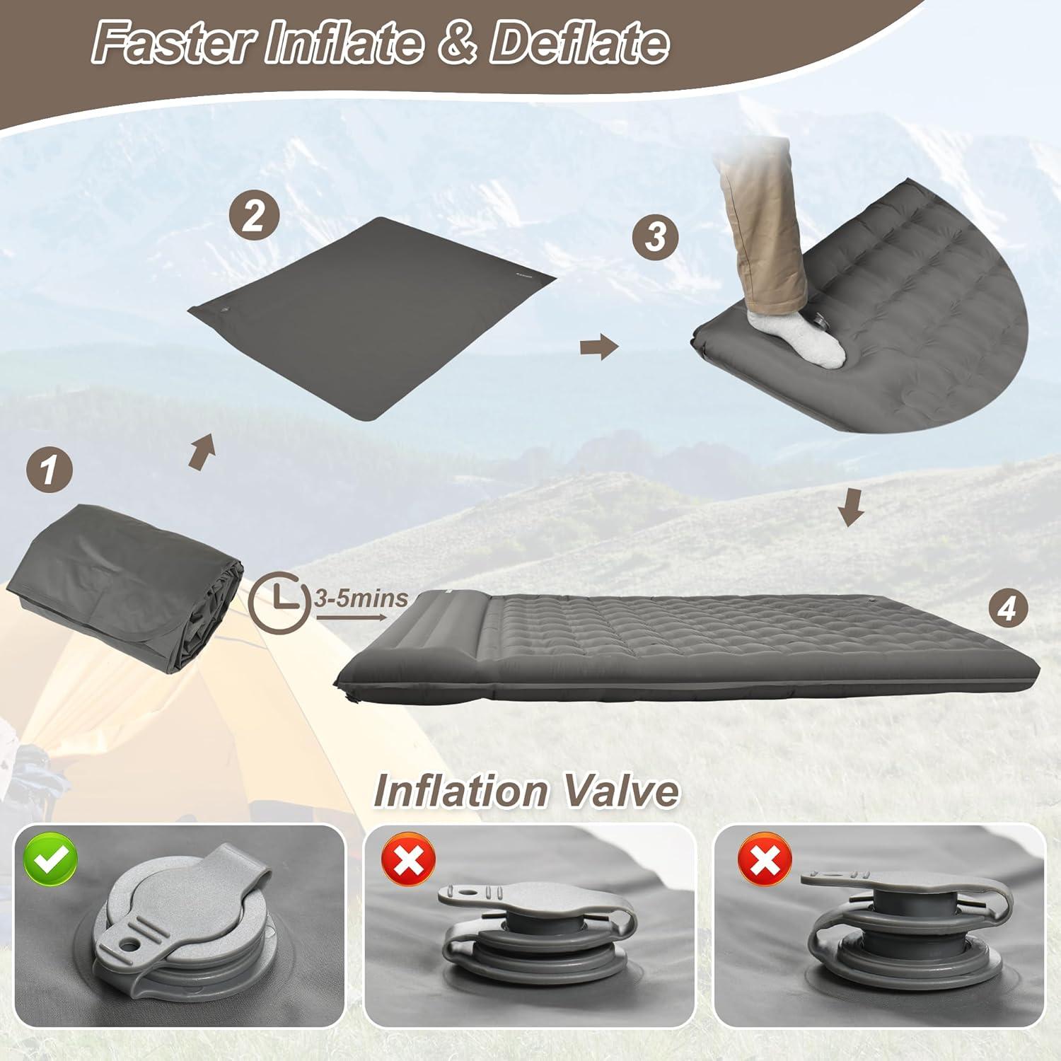 Colchón Inflable Doble KASIMO 1.4x2m con Almohada y Bomba