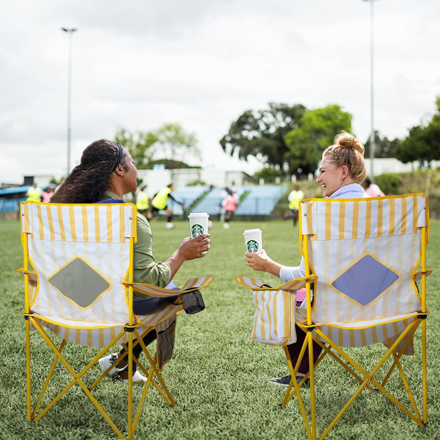 Silla de Camping Plegable Nazhura Amarillo 2 Pack con Enfriador