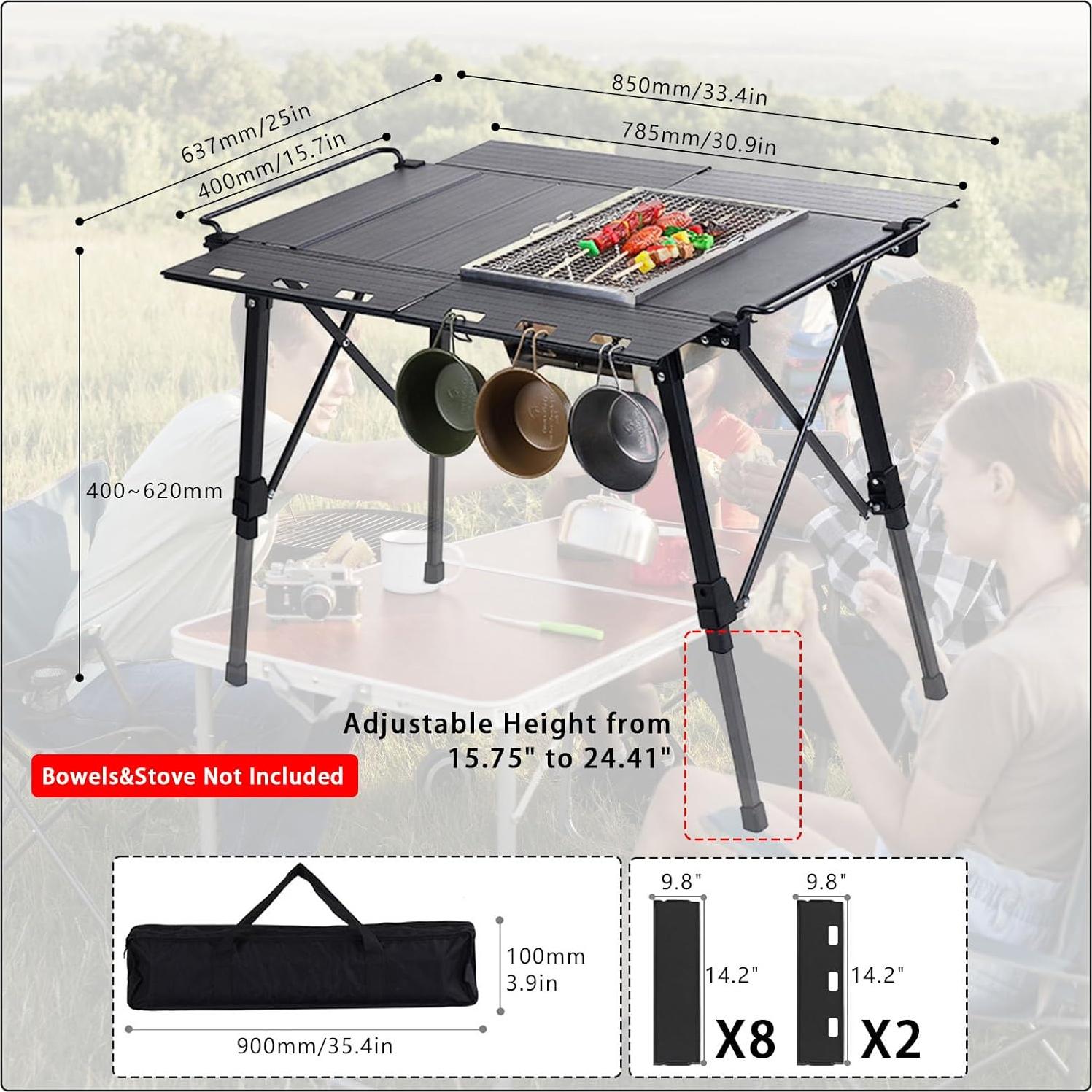 Mesa de Camping Plegable HIKISM HKT-6 Aluminio 85.1x63.8cm