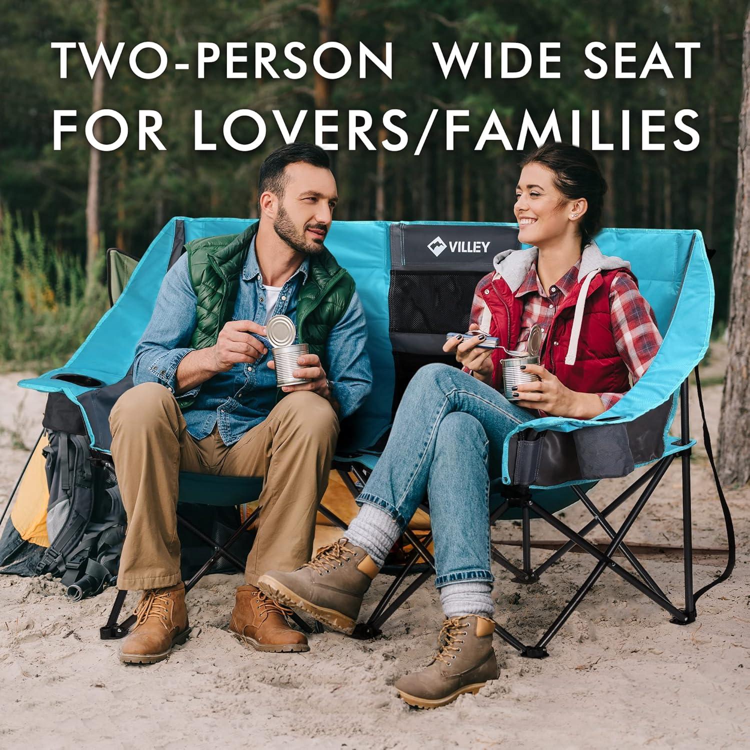 Silla de Camping Doble VILLEY con Bolsa de Enfriamiento