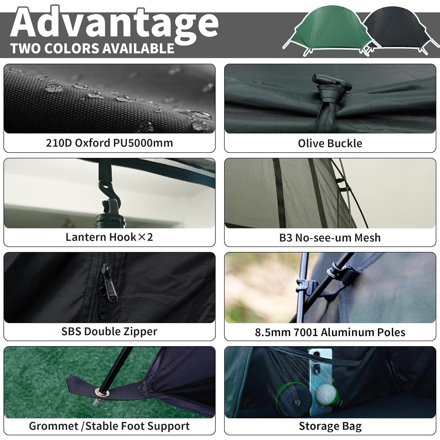 Tienda de Camping Ultraligera Mtenplay Ts-jcg 1 Persona Nylon 70D