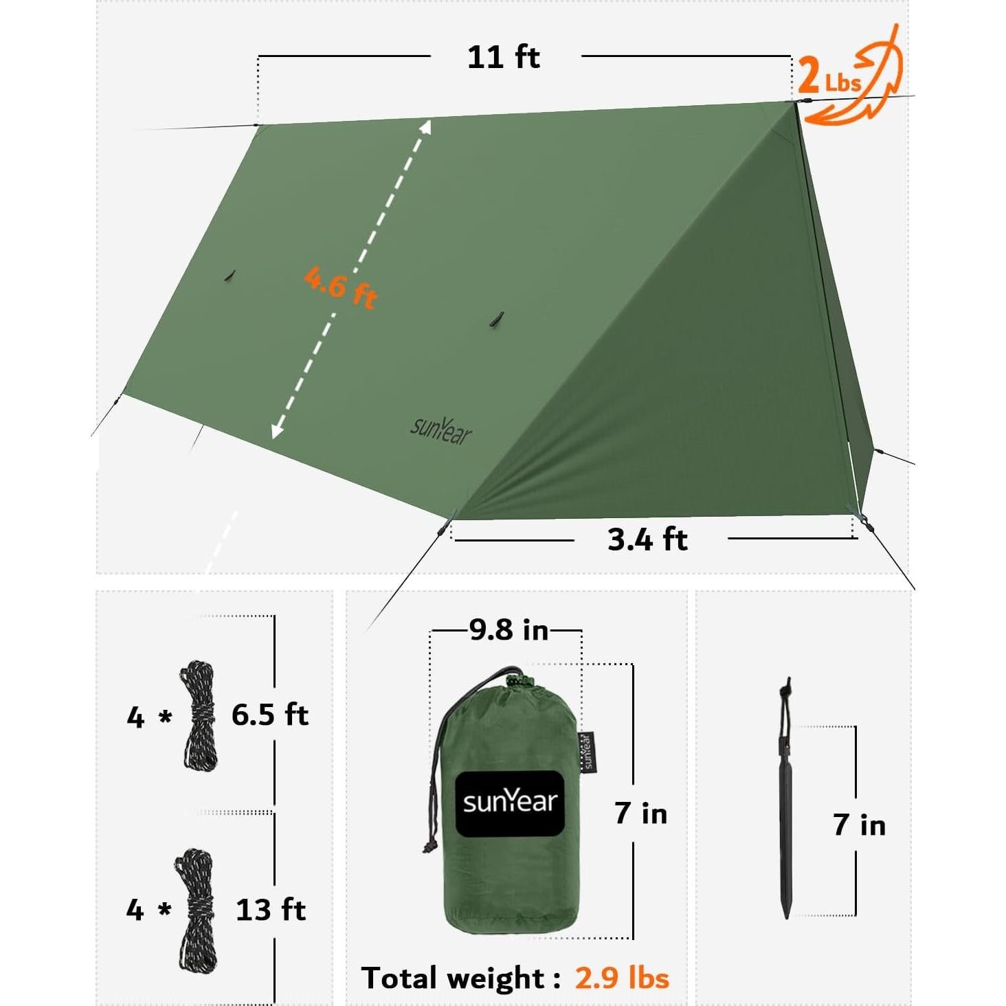 Lona Impermeable para Hamaca Sunyear 3.35x2.74m Verde A