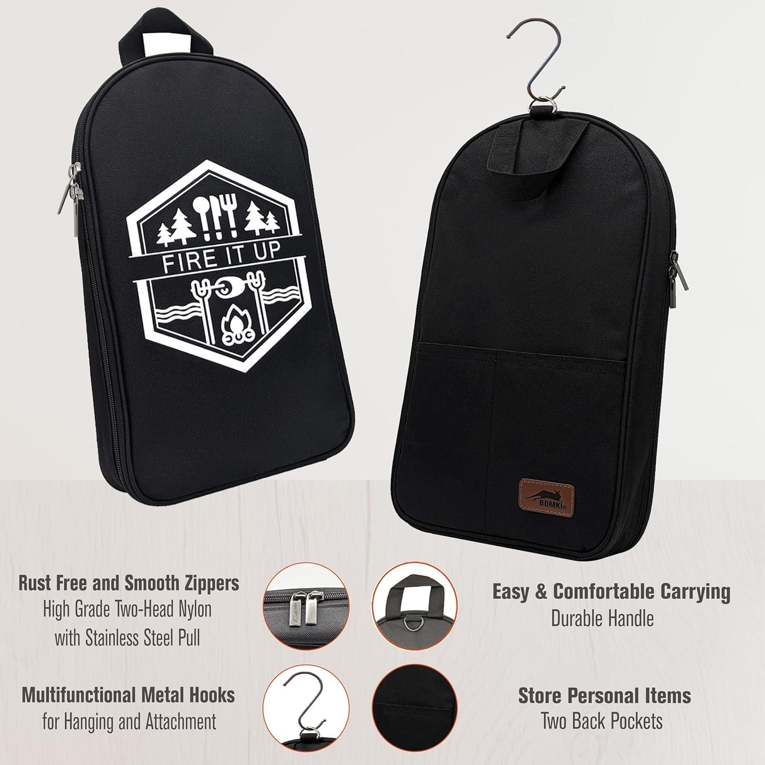 BOMKI Grilling and Camping Cooking Utensils Set for The Outdoors BBQ - Camping Utensil Set Camping Kitchen Set Cookware Accessories Camping Essentials Camping Stuff Camp Cooking Set (Black Pro)