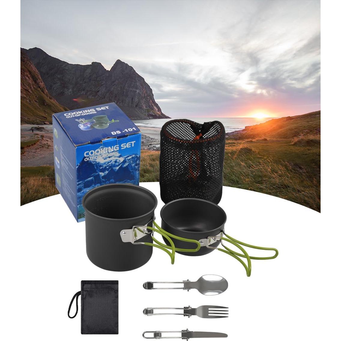 Juego de ollas y sartenes para camping JIAOLUOLI 1-2 personas