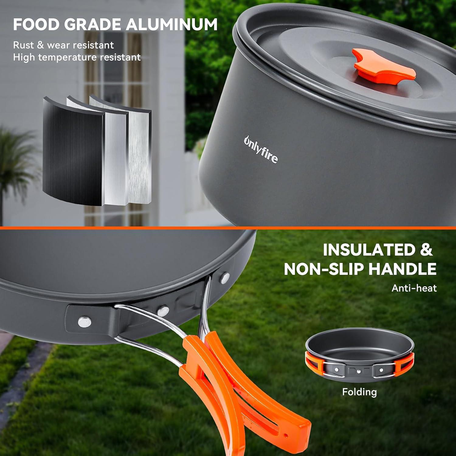 Kit de Cocina para Camping ONLYFIRE 10 Piezas Aluminio Liviano