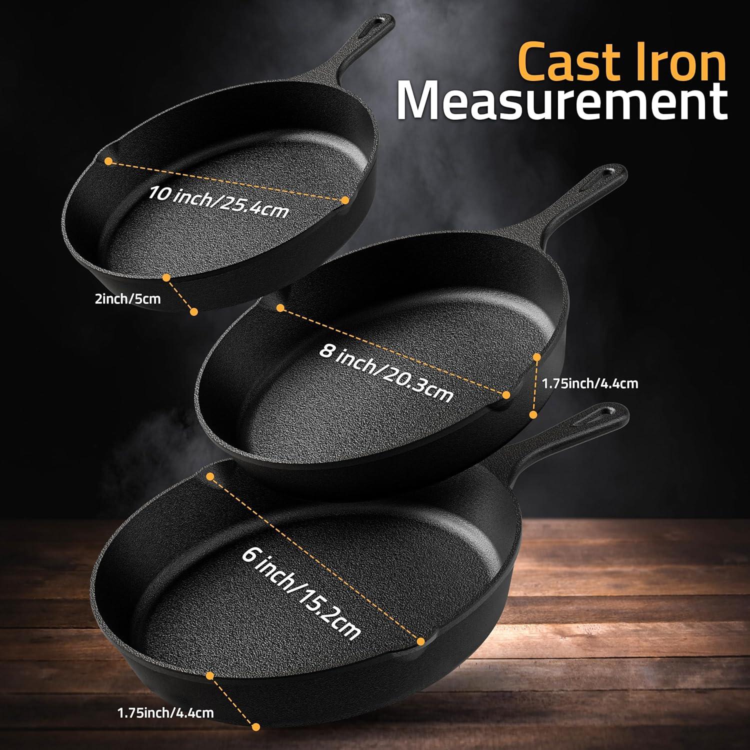 Juego de Sartenes de Hierro Fundido Utopia Kitchen 3 Pzas 20-25 cm