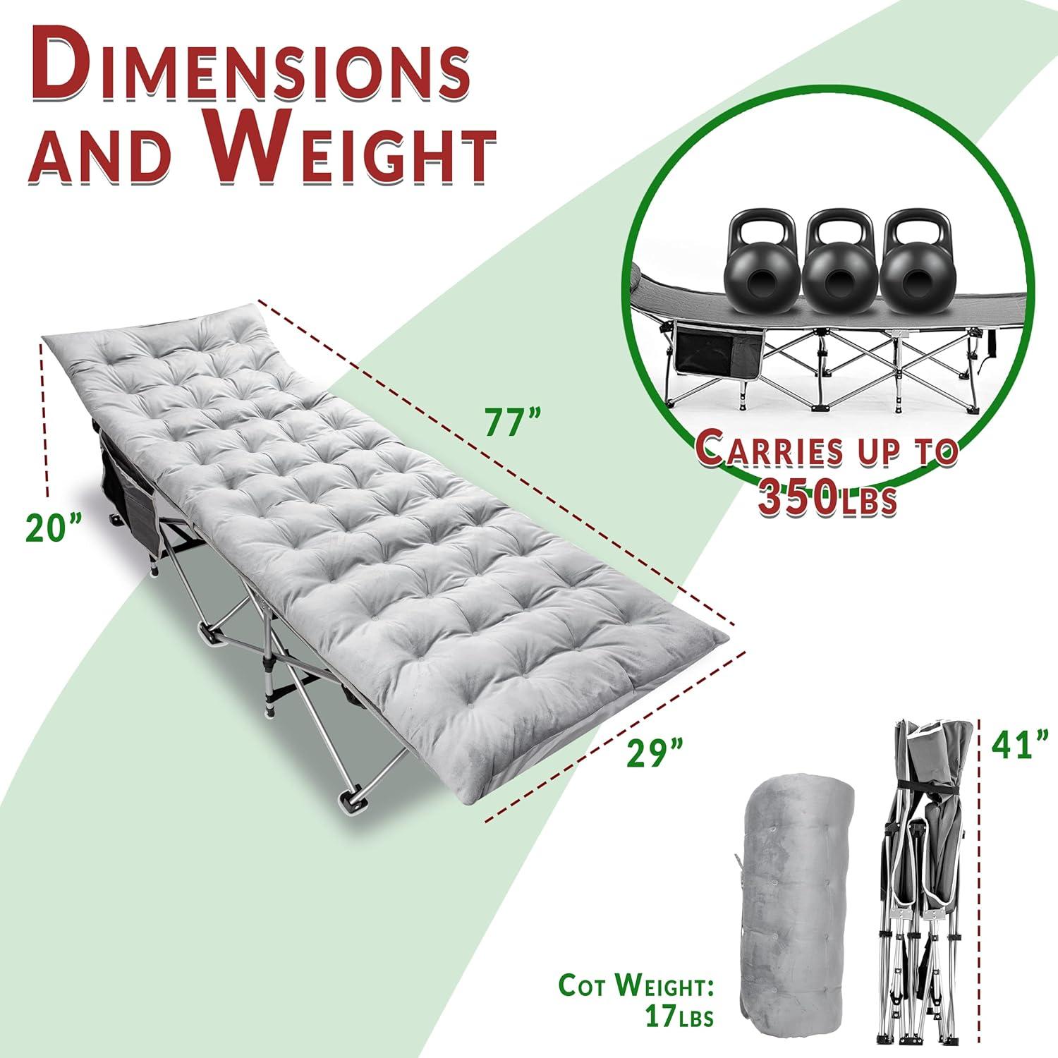 Cama de Camping Zento con Colchón Plegable 204 kg Gris