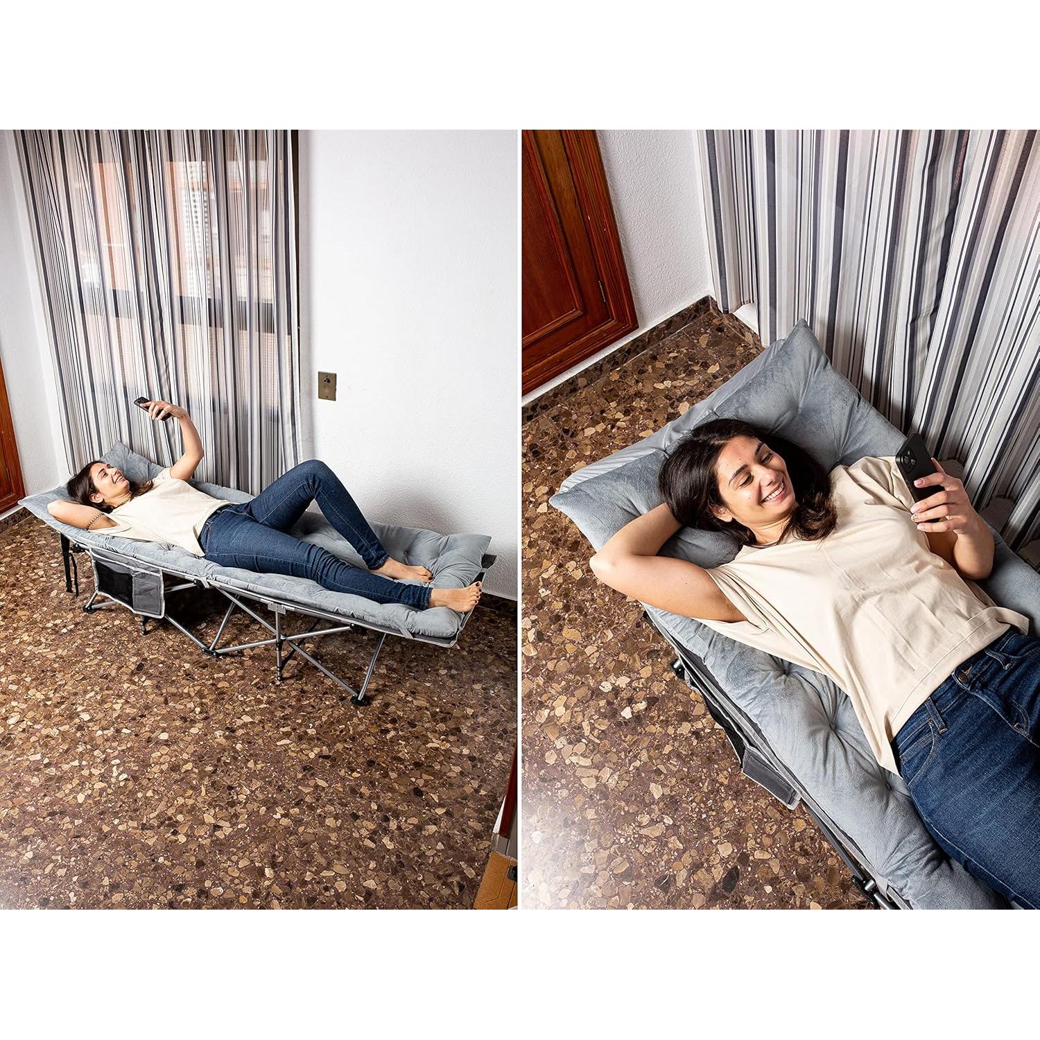 Cama de Camping Zento con Colchón Plegable 204 kg Gris