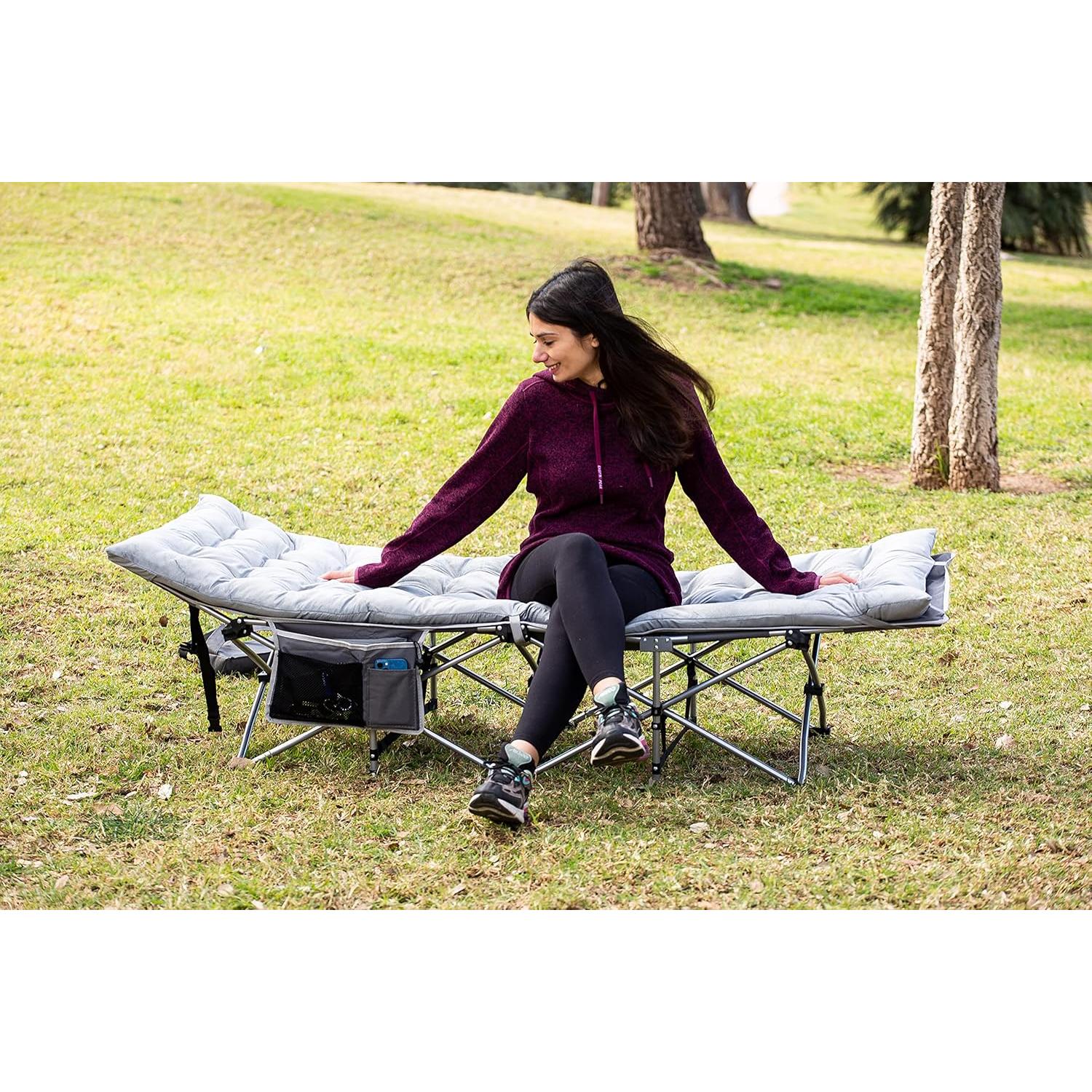 Cama de Camping Zento con Colchón Plegable 204 kg Gris