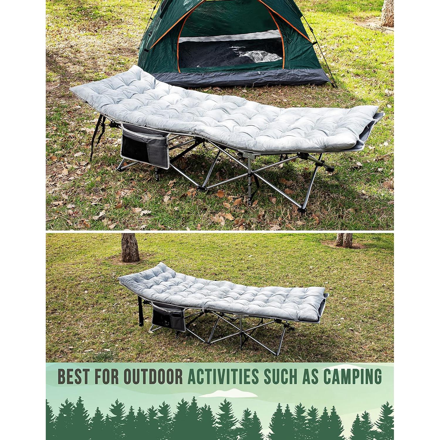 Cama de Camping Zento con Colchón Plegable 204 kg Gris