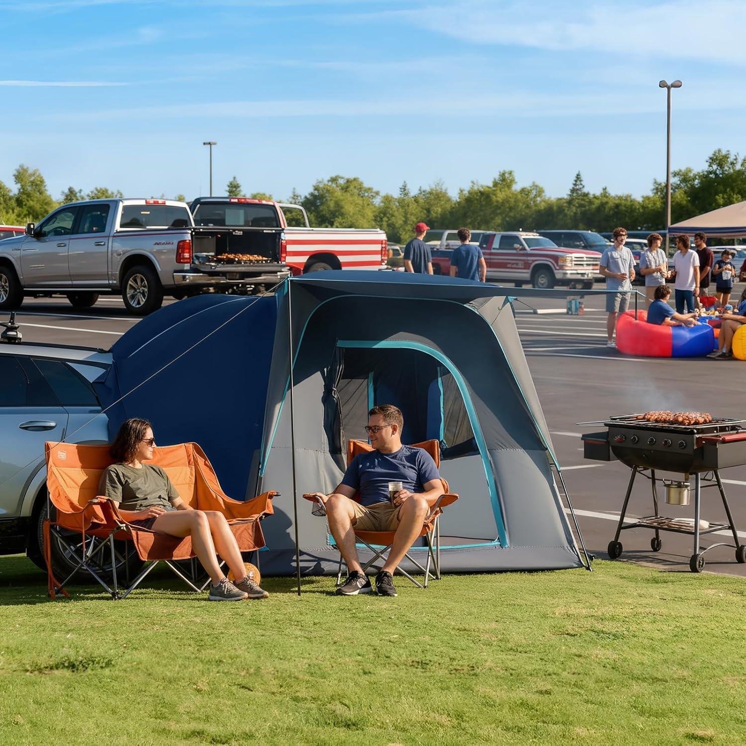 Carpa TIERRA DE MADERA para 5 Personas Azul Impermeable