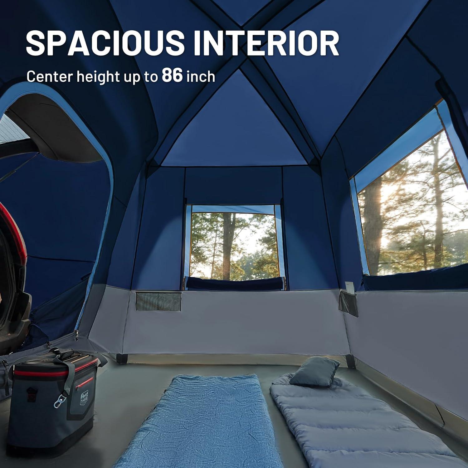 Carpa TIERRA DE MADERA para 5 Personas Azul Impermeable