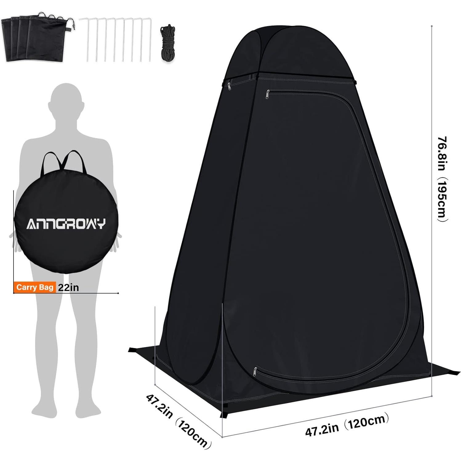 Tienda de Ducha Portátil Anngrowy 1.94m Impermeable UPF 50+
