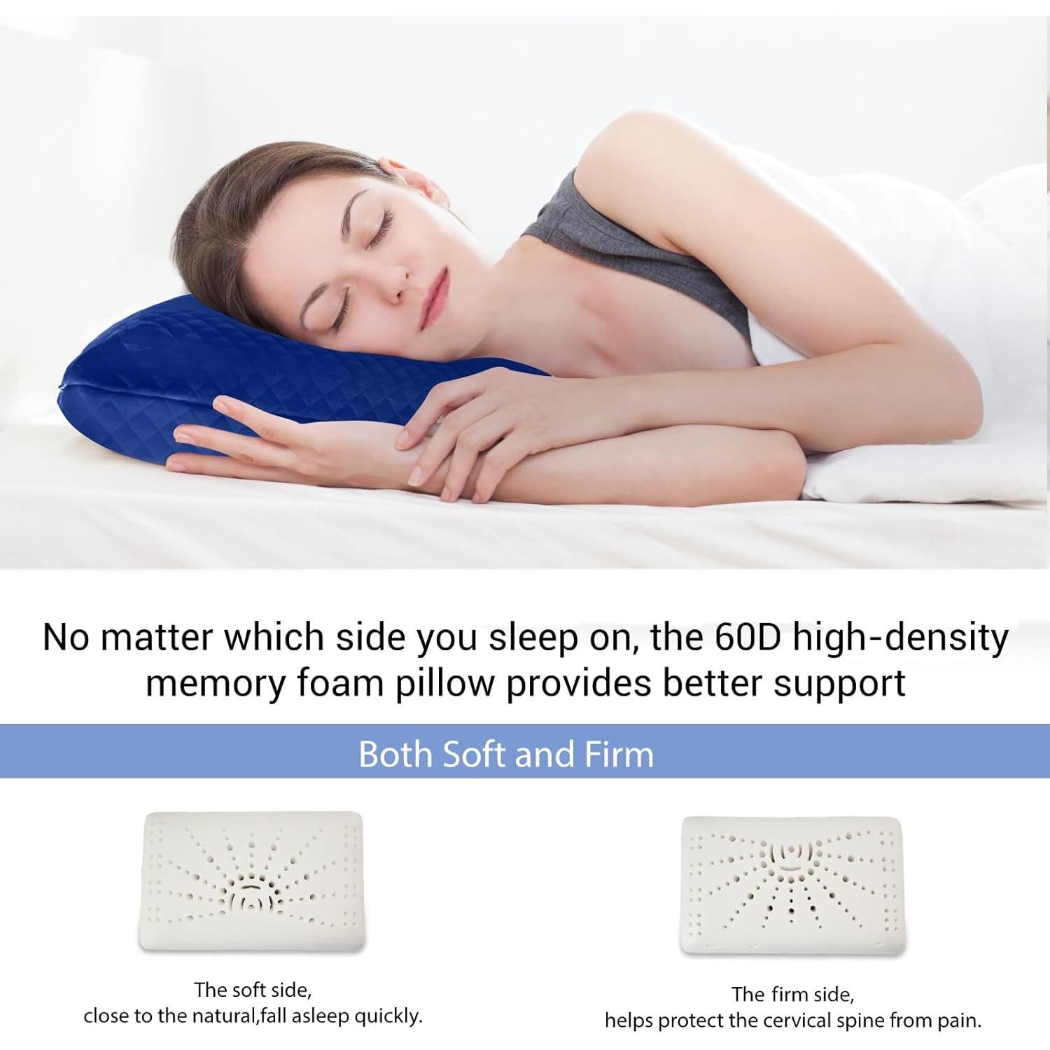 Almohada de Camping LSFFM Viscoelástica Plegable Azul 39.9x24.9 cm