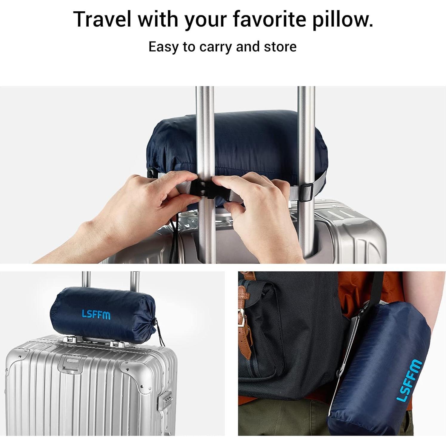 Almohada de Camping LSFFM Viscoelástica Plegable Azul 39.9x24.9 cm