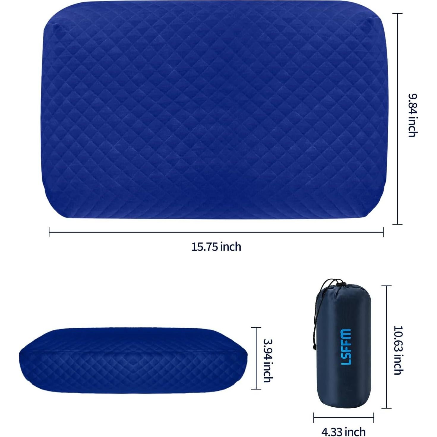Almohada de Camping LSFFM Viscoelástica Plegable Azul 39.9x24.9 cm