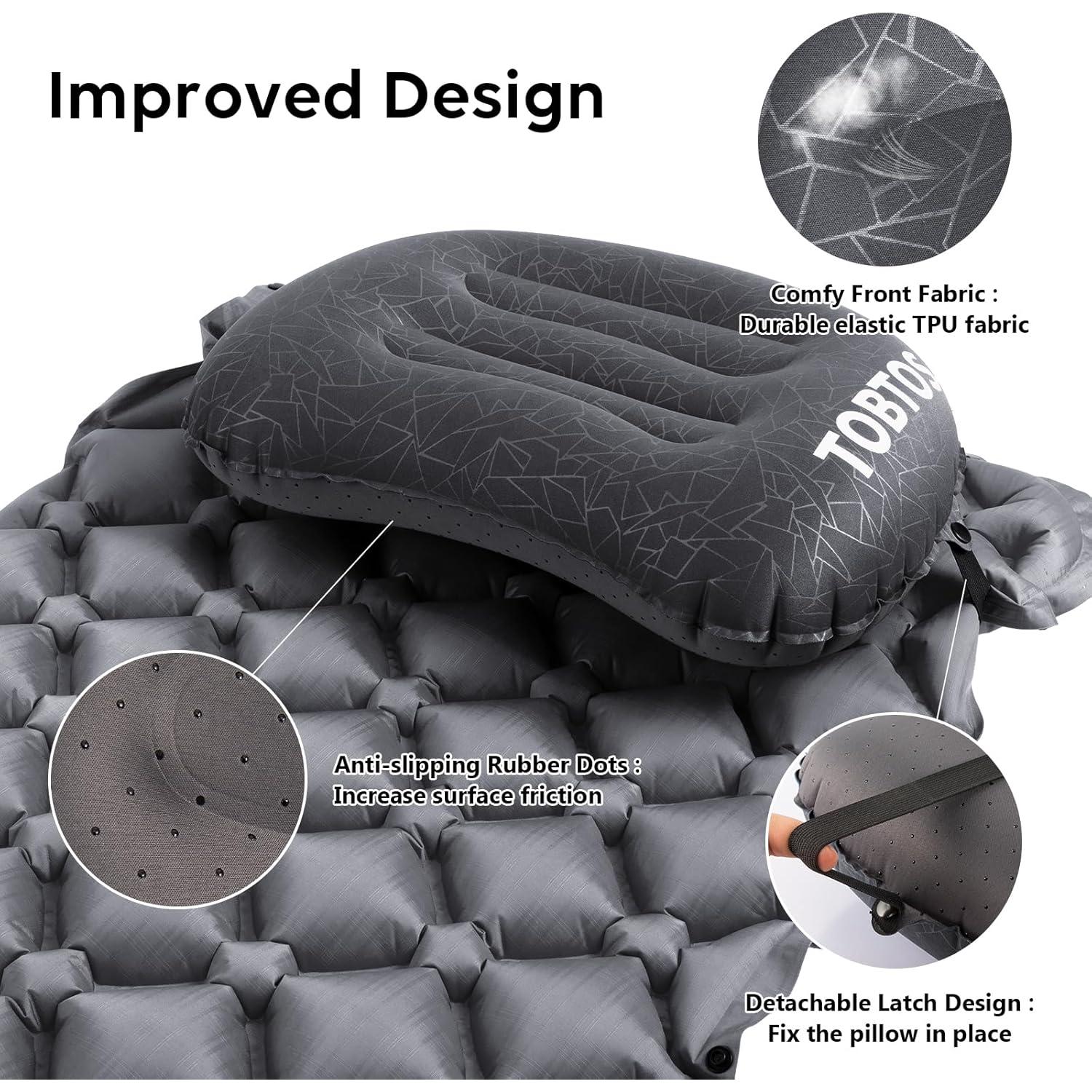 Almohada Inflable TOBTOS para Camping 43x30 cm Negra