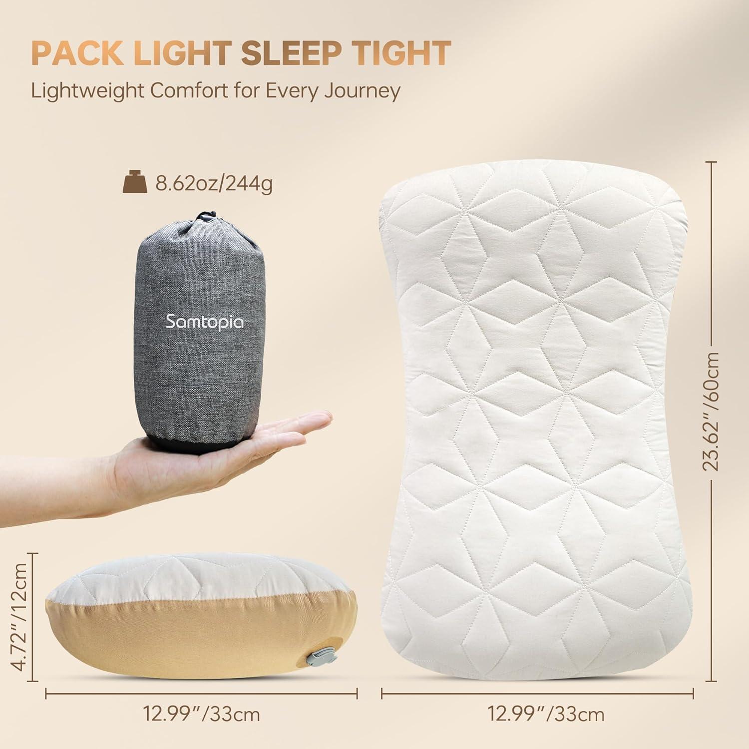 Almohada Inflable de Camping Samtopia CP0001 Grande Caqui