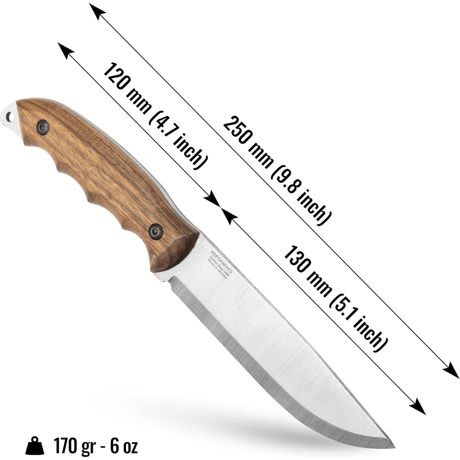 Cuchillo de Camping BPS HK5 CSH Full Tang con Funda de Cuero