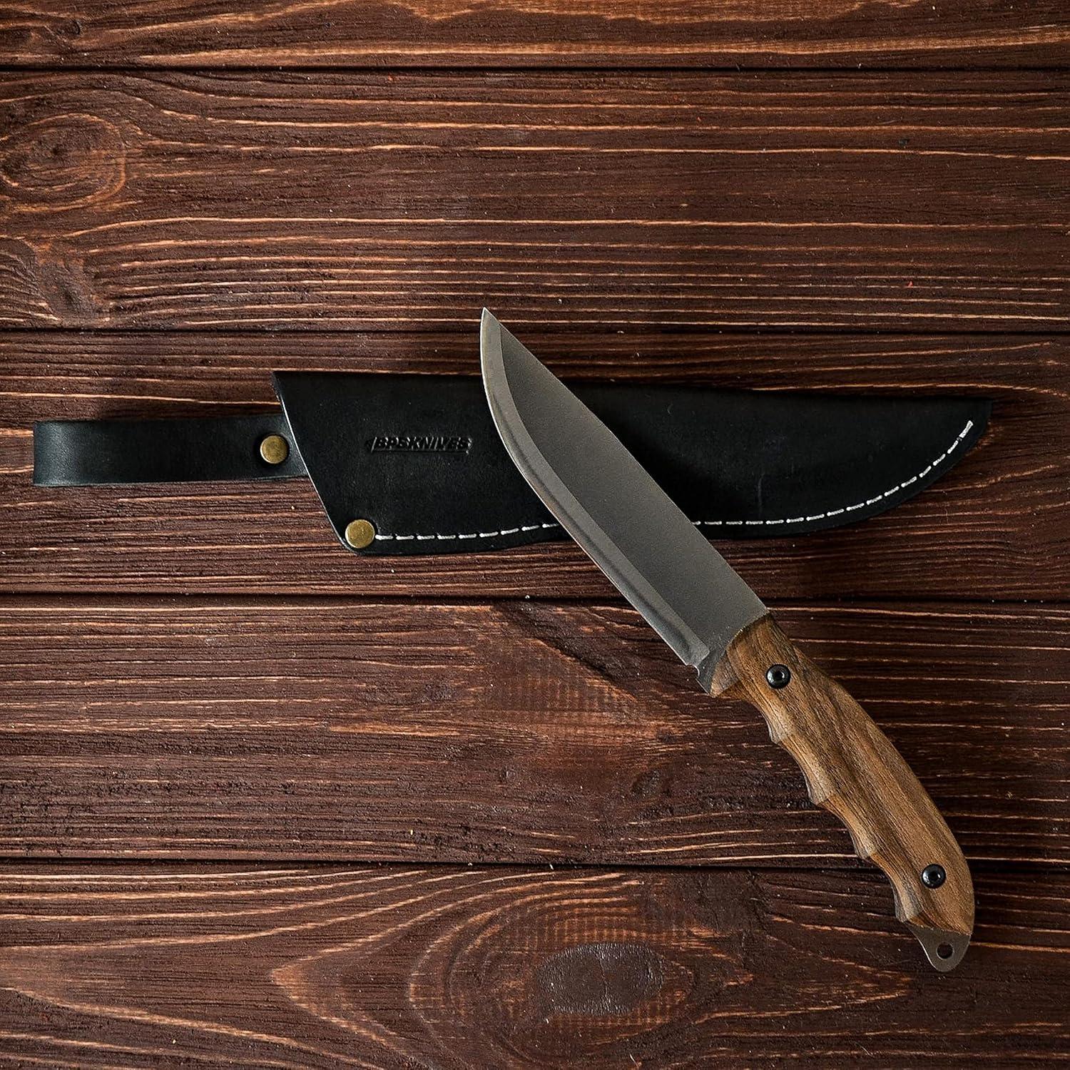 Cuchillo de Camping BPS HK5 CSH Full Tang con Funda de Cuero