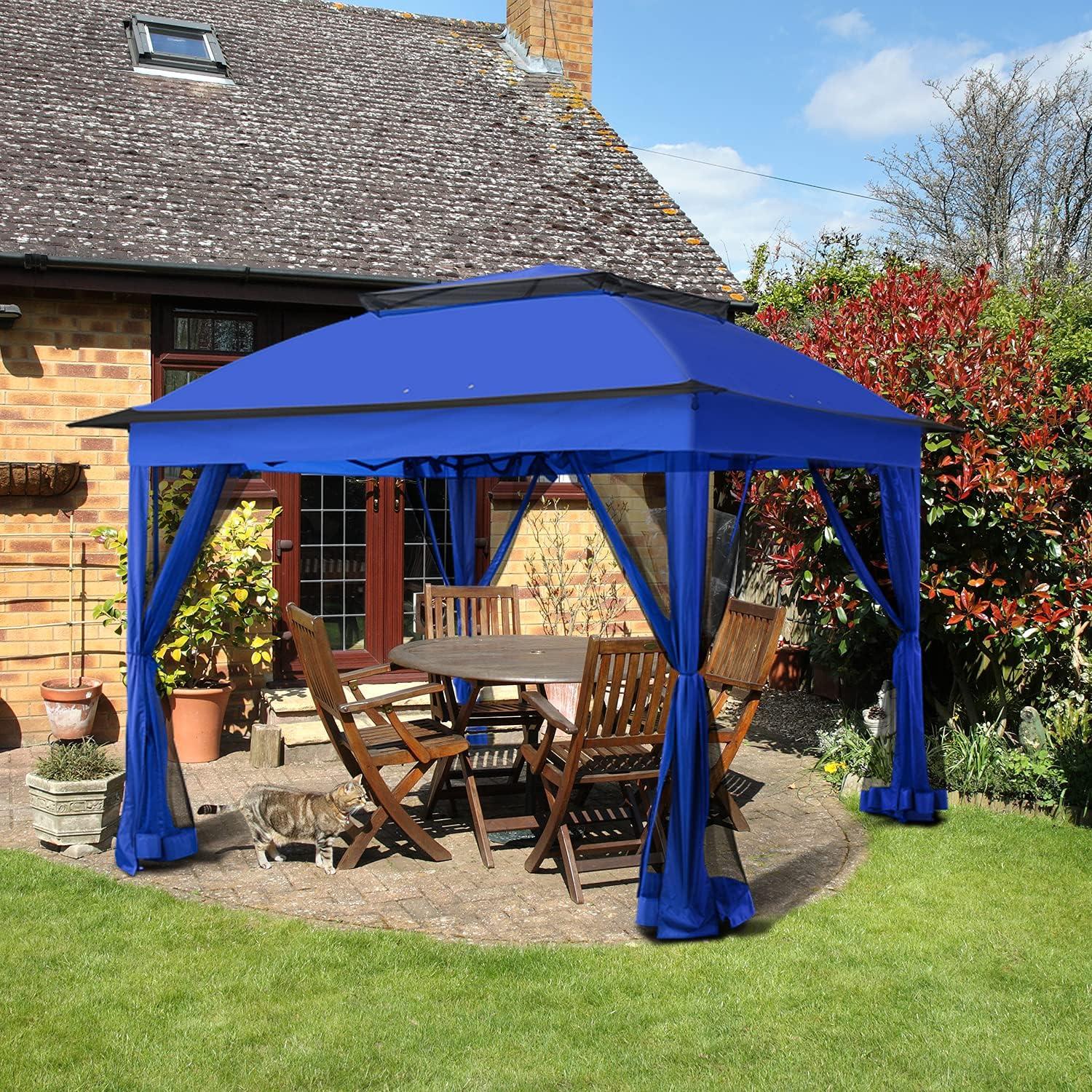 Carpa Gazebo Instantáneo COOS BAY 11.2 m² Azul con Mosquitera