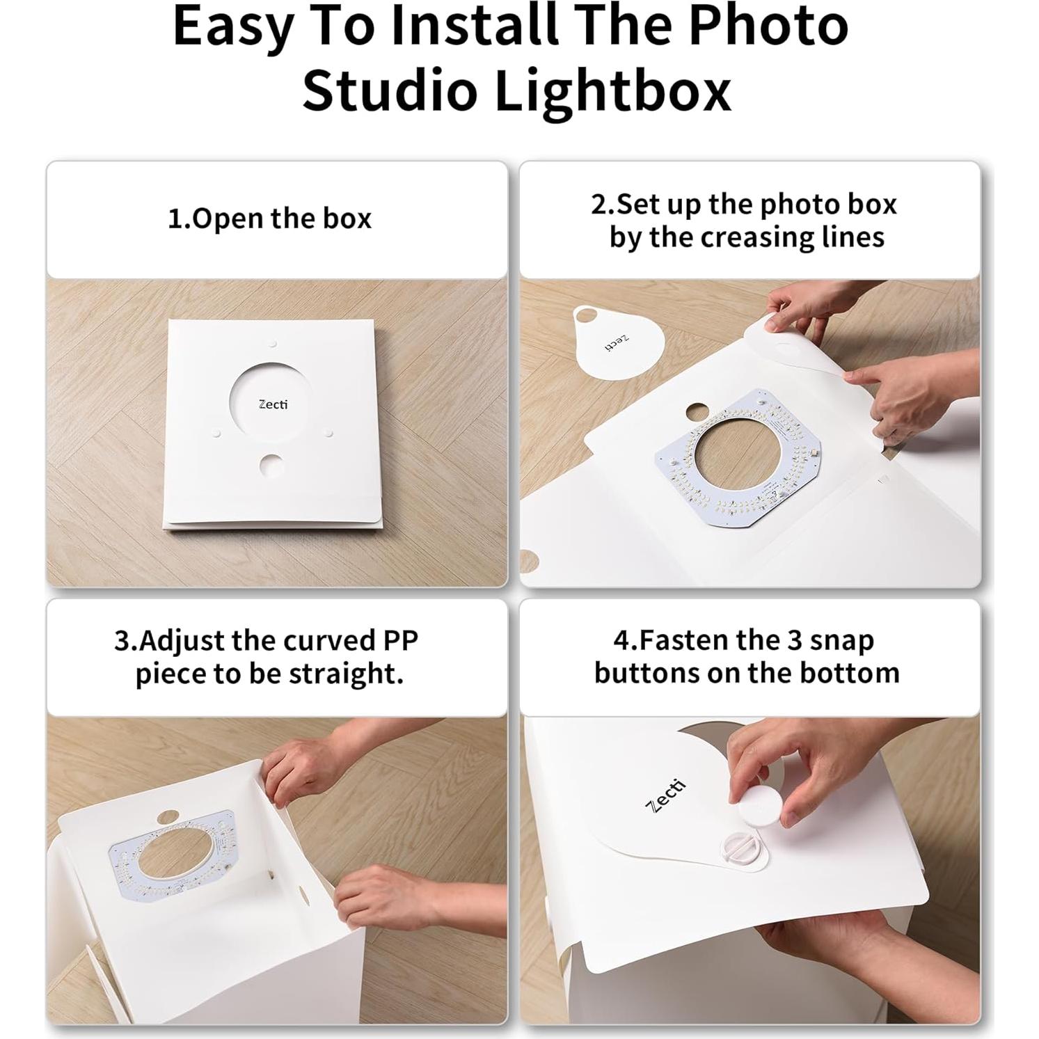 Kit de Carpa de Fotografía Plegable Zecti 30x30cm con LED