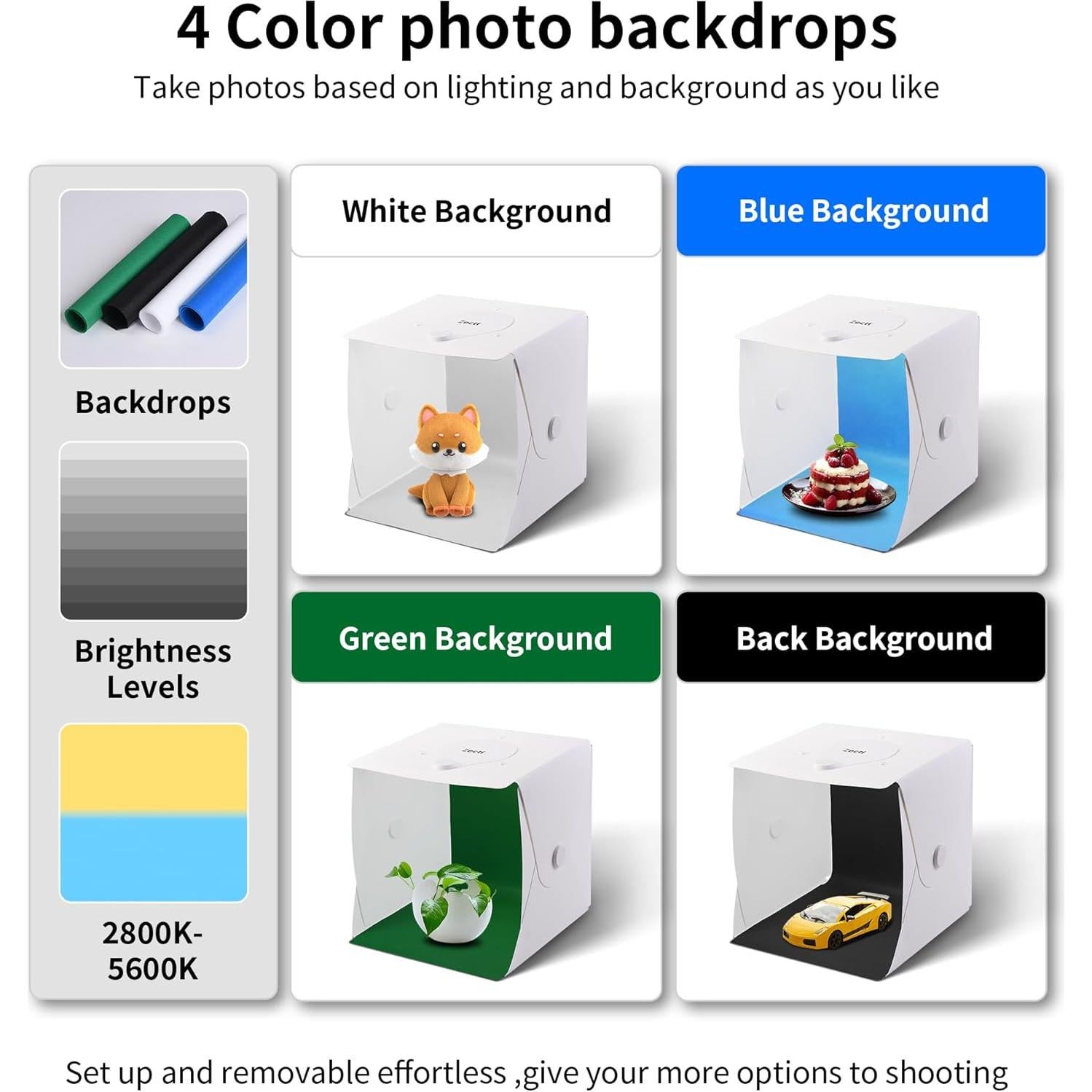 Kit de Carpa de Fotografía Plegable Zecti 30x30cm con LED