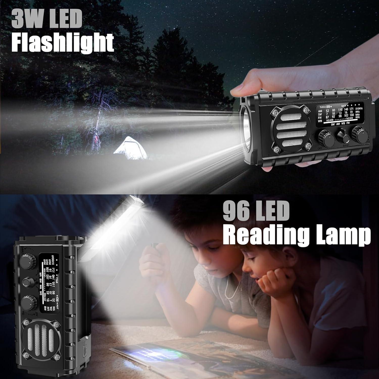 Radio de Emergencia QAUYYW 20000mAh con Manivela y Linterna