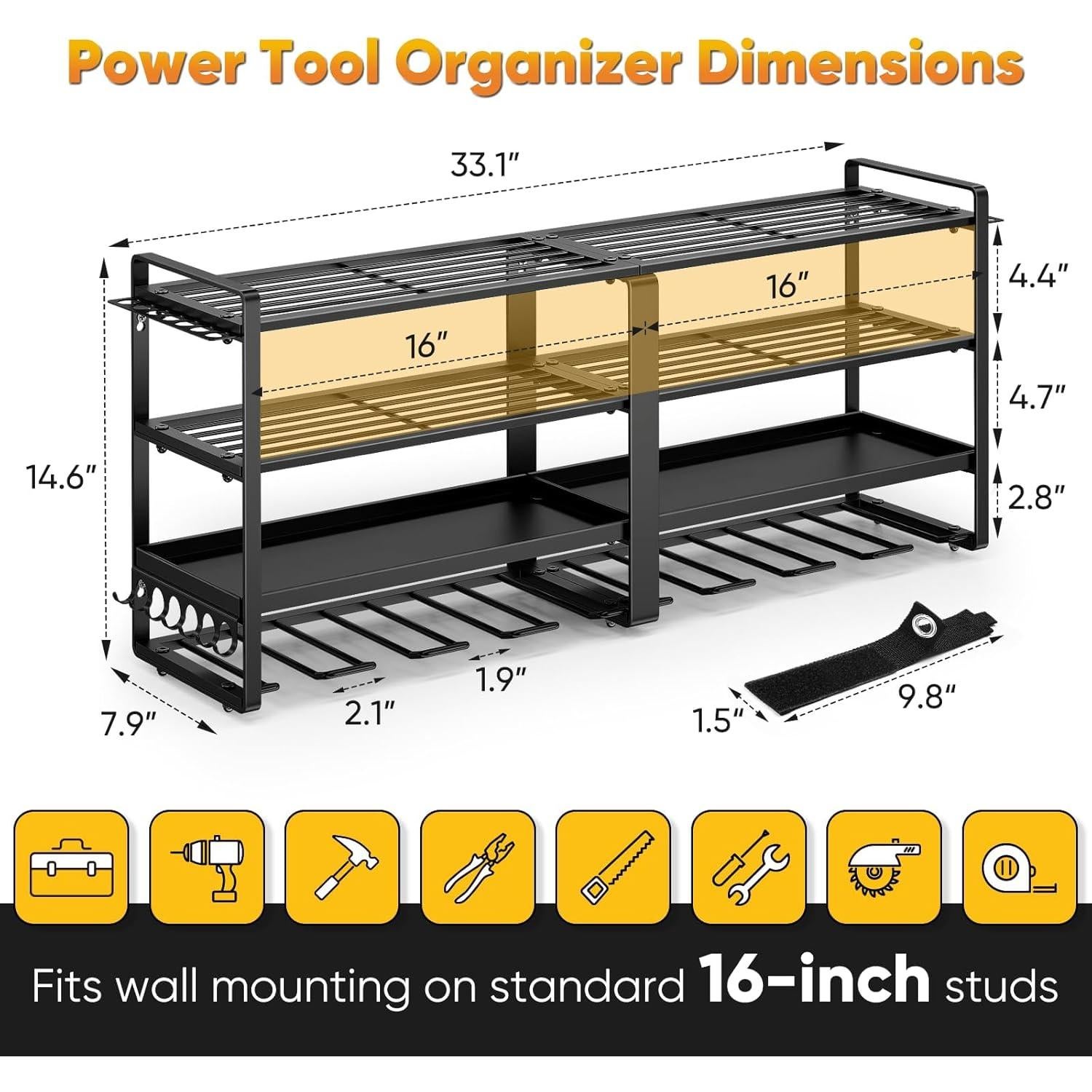 Organizador de Herramientas de Pared POKIPO 84 cm 4 Capas