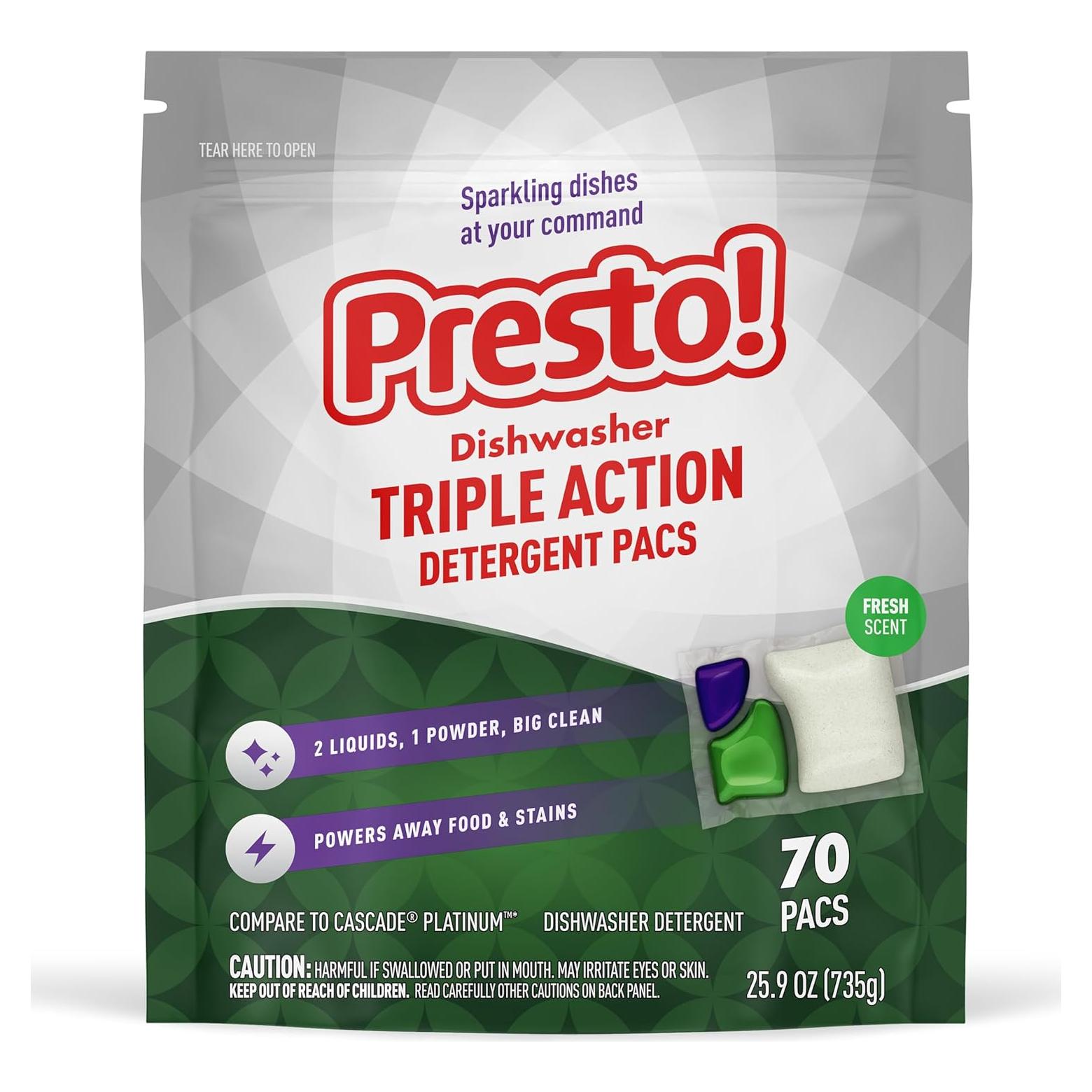 Pacs para Lavavajillas Amazon Presto! Triple Acción 70 Unidades