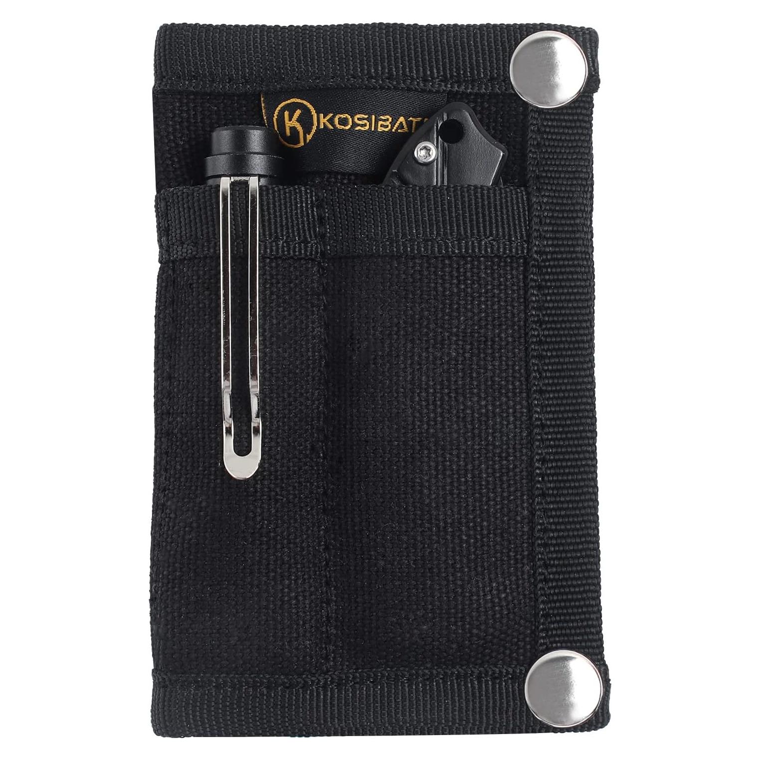 Kosibate EDC Pouch, EDC Organizer, Mini Tool Pouch for Knife/Flashlight/Tactical Pen/Card-Men's Slim Pocket Organizer for Daily Carry (Black)