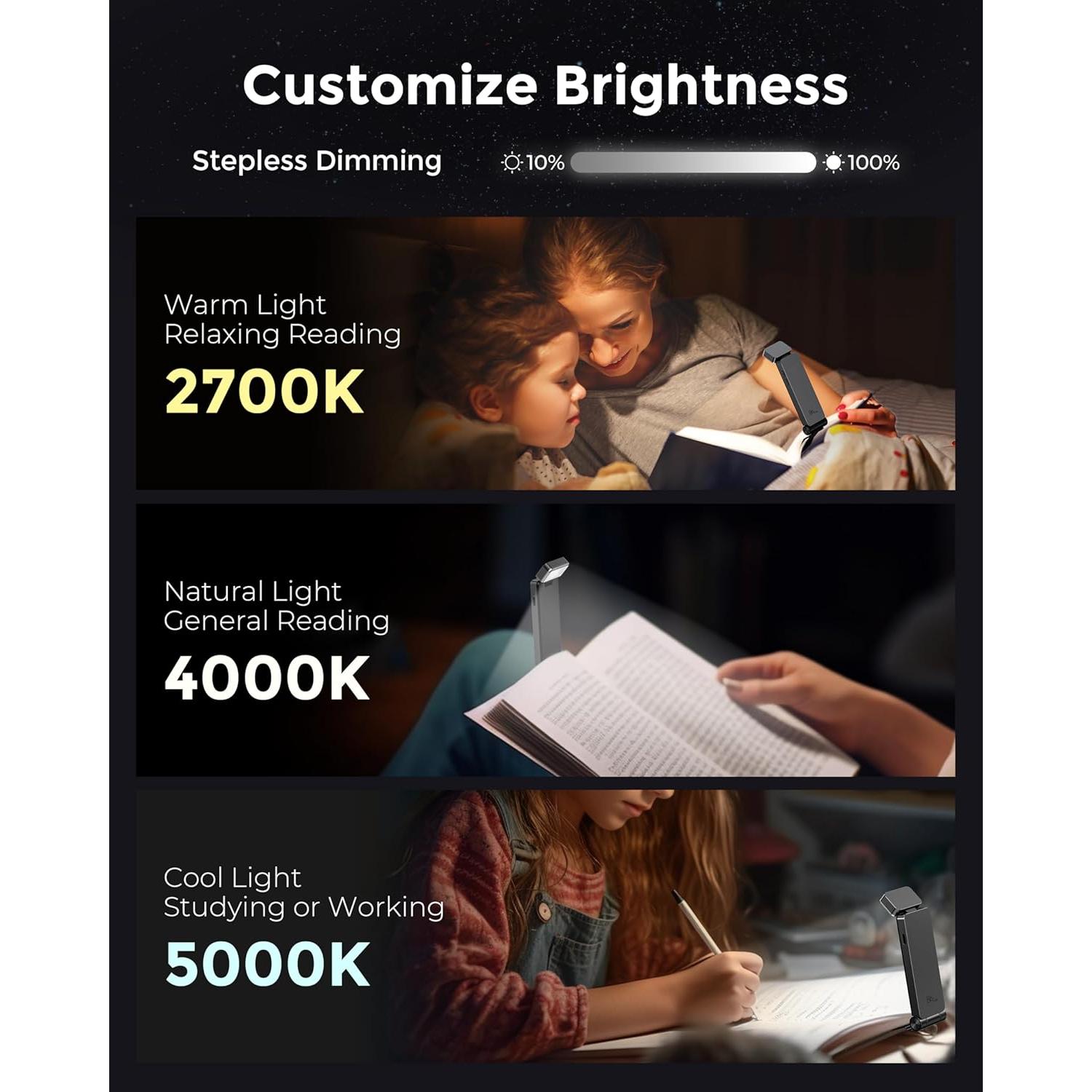 Luz de Libro LED Recargable 86lux Pocket E1 Gris - 3 Temperaturas