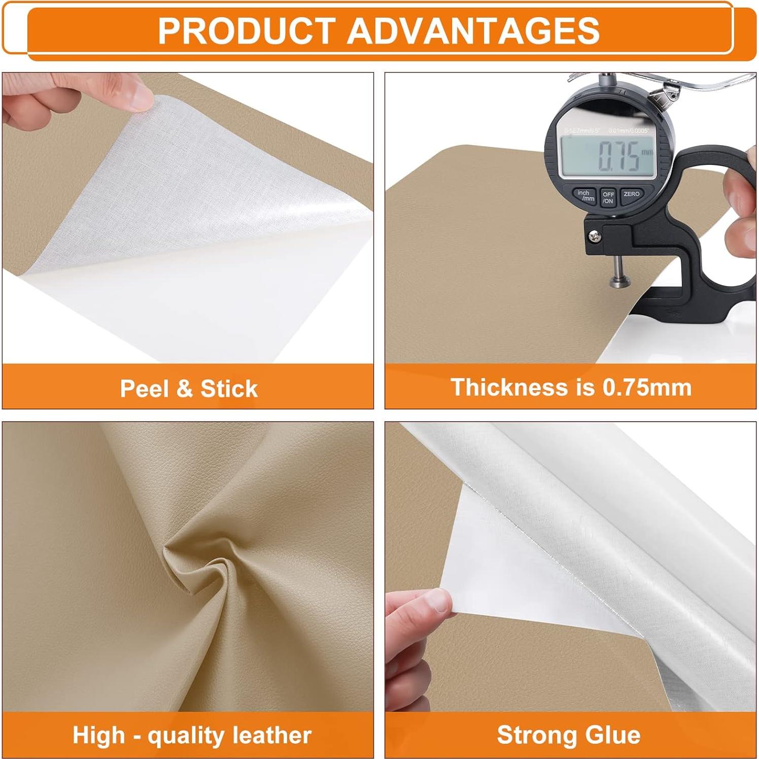 Cinta de Reparación de Cuero Autoadhesiva Cahomo 40x150 cm Beige