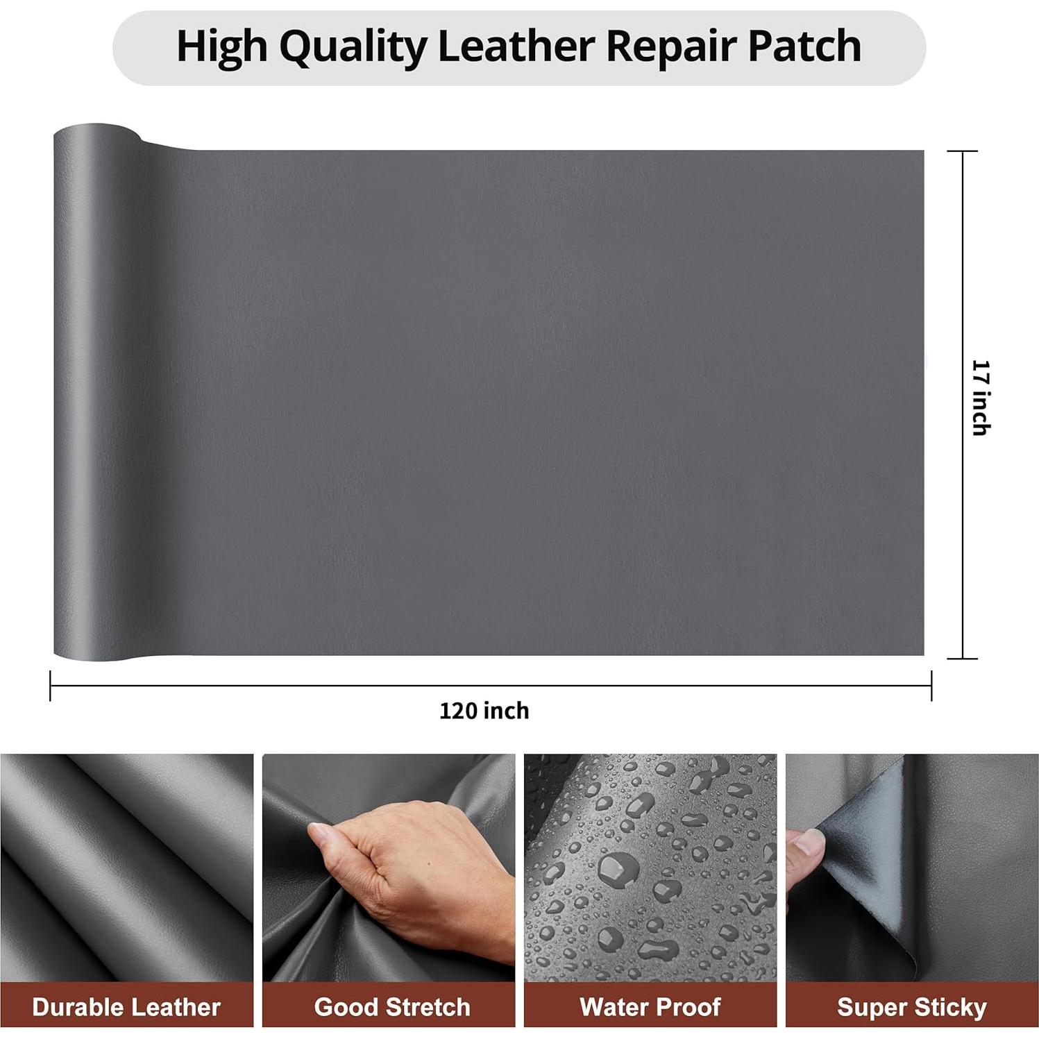 Parche de Reparación de Cuero Luevita 43x305 cm Autoadhesivo Gris