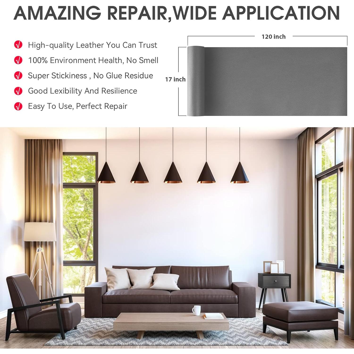 Parche de Reparación de Cuero Luevita 43x305 cm Autoadhesivo Gris