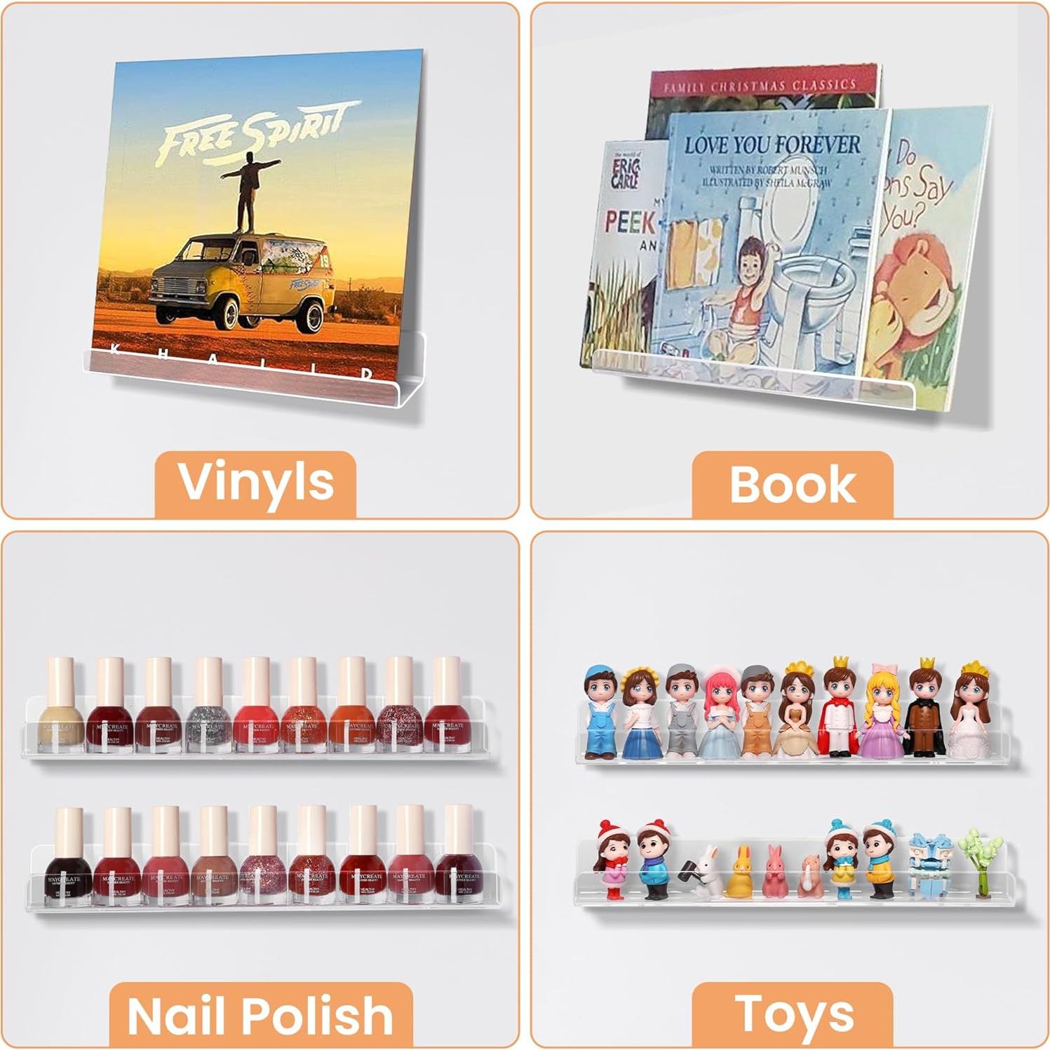 Estantes Flotantes de Acrílico Upsimples para Discos de Vinilo 12 Unidades