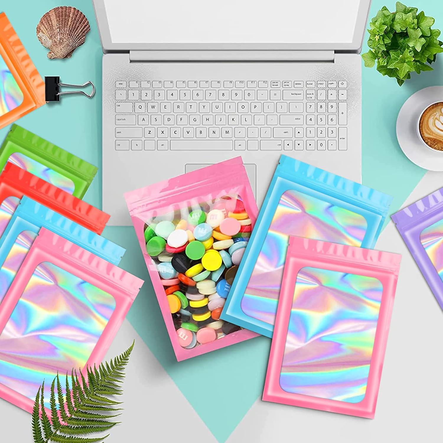 Bolsas Mylar Holográficas Reutilizables FUNFERY 100 Unidades 6.1x9.9 cm