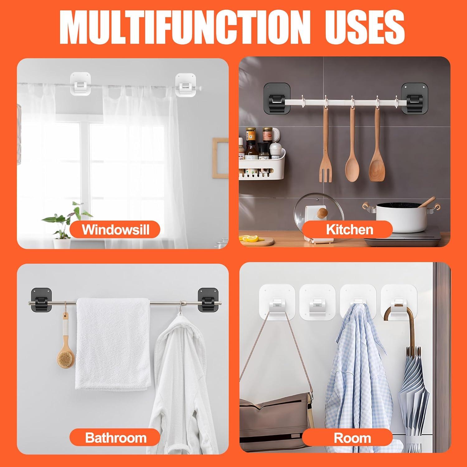 Soportes para Varillas de Cortina Autoadhesivos JHCJHC - 4 Piezas