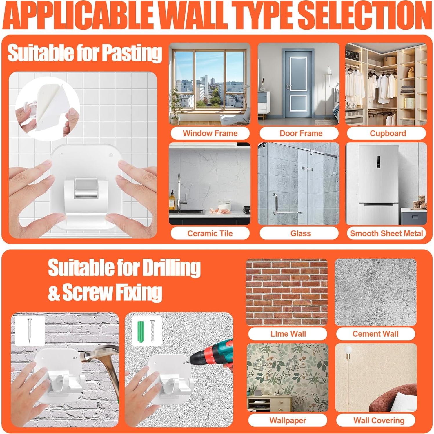 Soportes para Varillas de Cortina Autoadhesivos JHCJHC - 4 Piezas