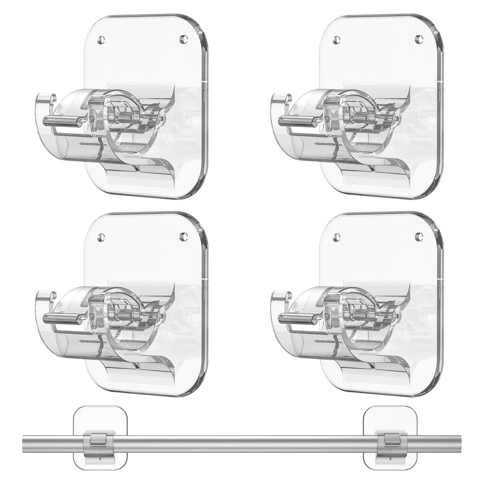 Set de 4 Soportes Adhesivos para Cortinas JHCJHC - Sin Perforación