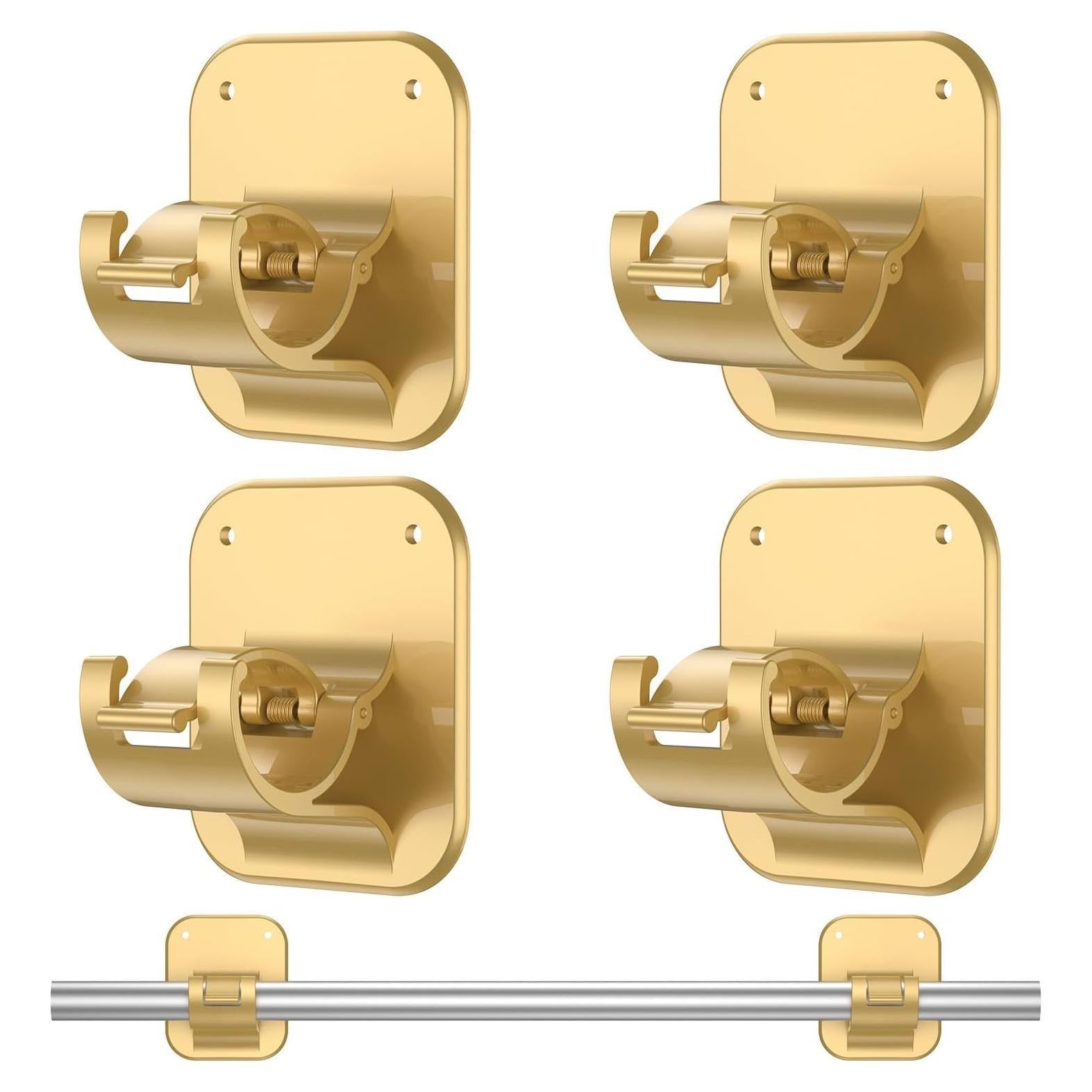 4 PCS Soportes Adhesivos para Cortinas JHCJHC Oro Sin Perforación