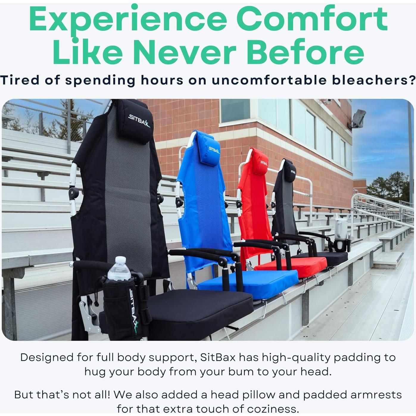 Asiento Acolchado para Gradas SitBax - Reclinable y Ligero