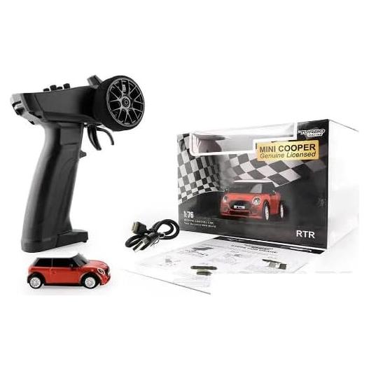 Turbo Racing Mini Cooper 1/76 2WD Proportional Steering RTR (RED) - Remote Control Car, Mini RC Racing Car 1/76 Scale Toys Vehicles for Adults