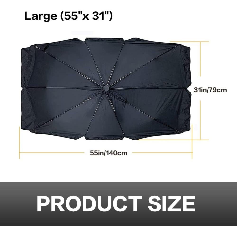 VAGURFO Car Sunshade Umbrella,Upgraded Windshield Cover Sun Shade,UV Reflecting Portable Front Window Cover,Universal Car Windshield Sunshades,UV Block for Front Windows,Fits Most Vehicles (55"x 31")