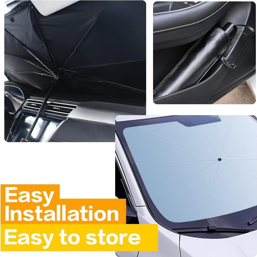 VAGURFO Car Sunshade Umbrella,Upgraded Windshield Cover Sun Shade,UV Reflecting Portable Front Window Cover,Universal Car Windshield Sunshades,UV Block for Front Windows,Fits Most Vehicles (55"x 31")