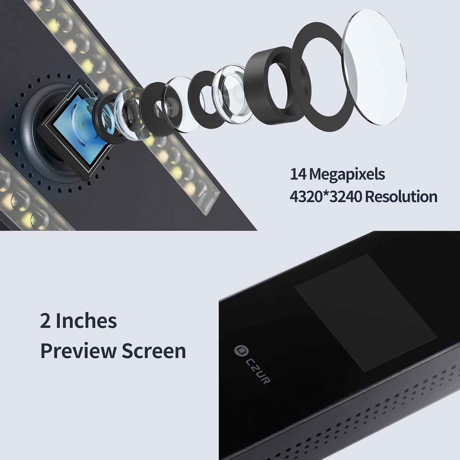 Escáner de Libros CZUR Aura Pro A3/A4 Plegable y Portátil