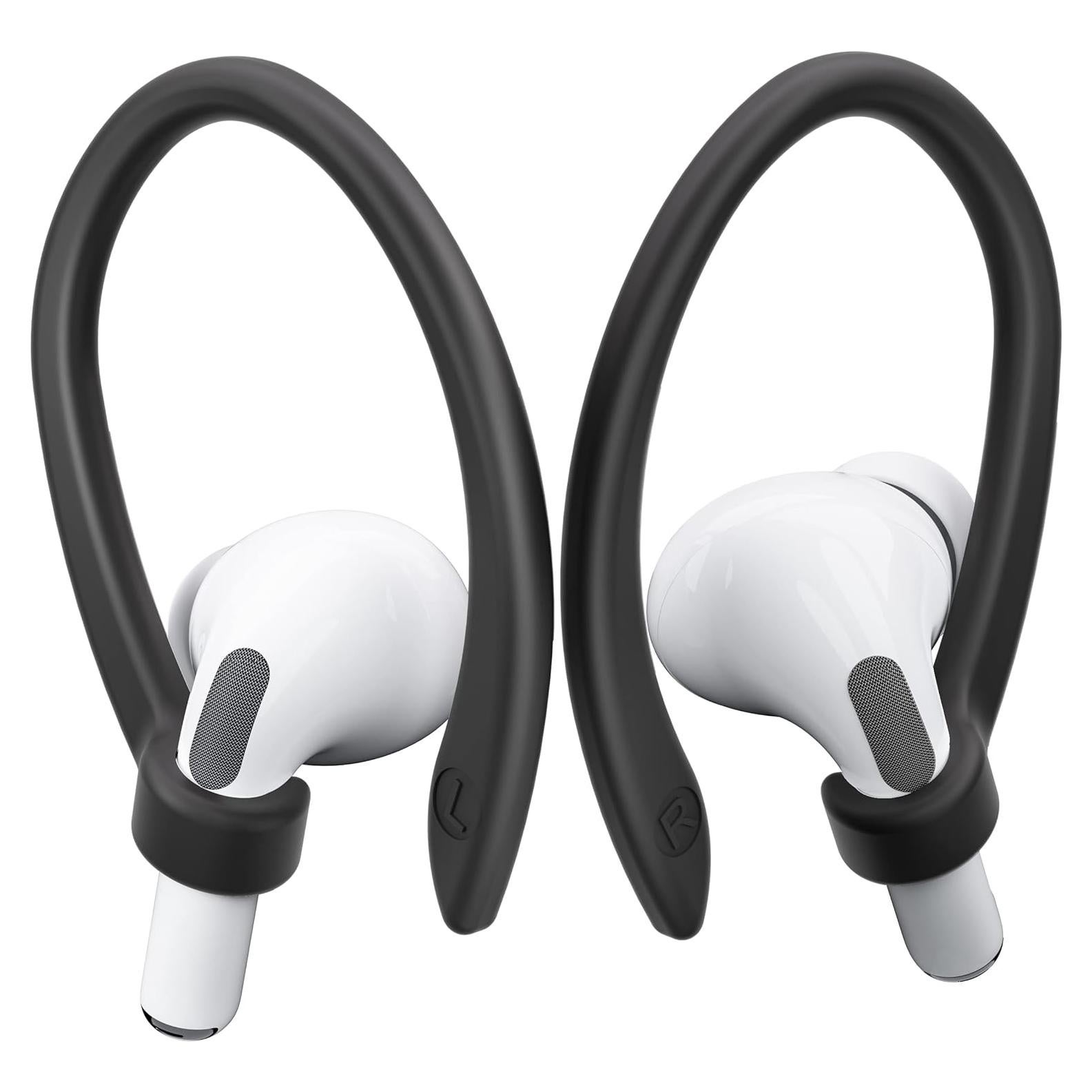 2 Pairs AirPods Ear Hooks for AirPods Pro 2, AirPods Pro, AirPods 4, 3, 2 & 1, Upgraded Anti Slip Sports Clip Hooks for AirPods 1, 2, 3, 4,Pro and Pro 2 – Black