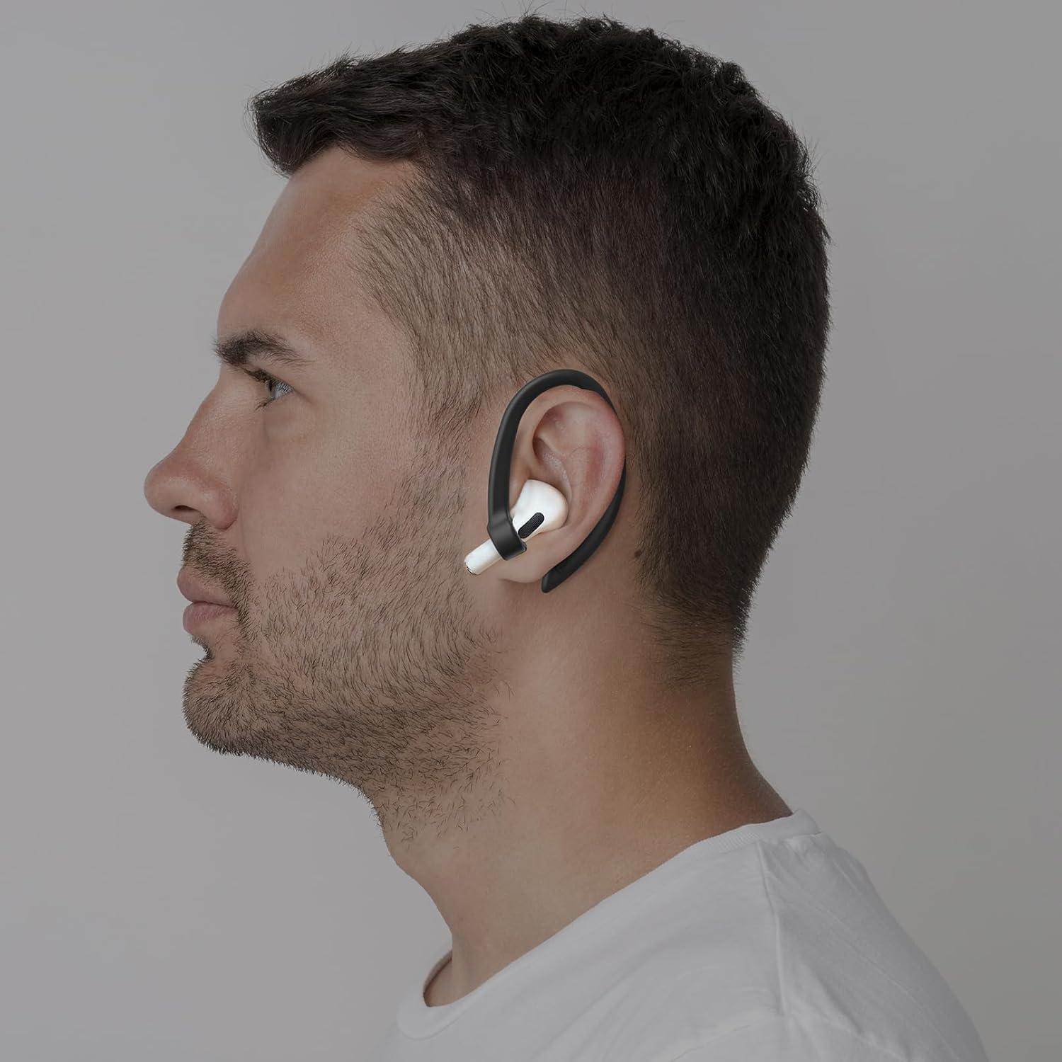 2 Pairs AirPods Ear Hooks for AirPods Pro 2, AirPods Pro, AirPods 4, 3, 2 & 1, Upgraded Anti Slip Sports Clip Hooks for AirPods 1, 2, 3, 4,Pro and Pro 2 – Black